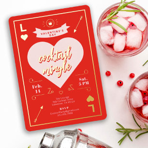 Valentijnsdag Rood Feest Hart en Liefde Rood Folie Uitnodiging