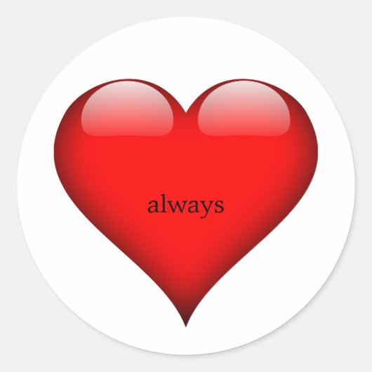 Valentijnsdag rood hart liefde altijd ronde sticker (Voorkant)
