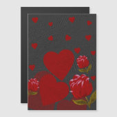 Valentijnsdag, rood hart, rode roos op grijs (Voorkant / Achterkant)