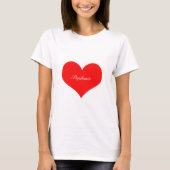 Valentijnsdag rood hart wit monogram op maat t-shirt (Voorkant)