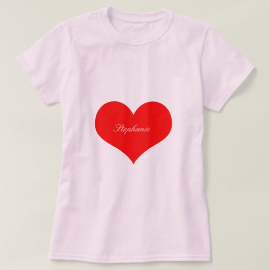 Valentijnsdag Rood hartroze Monogram Cute T-shirt (Design voorkant)