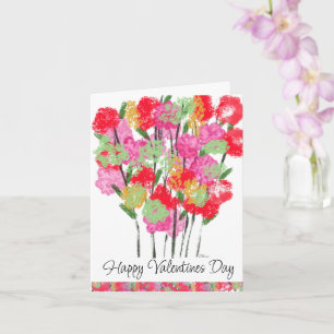 Valentijnsdag Rood Roze Bloemboeket Kaart