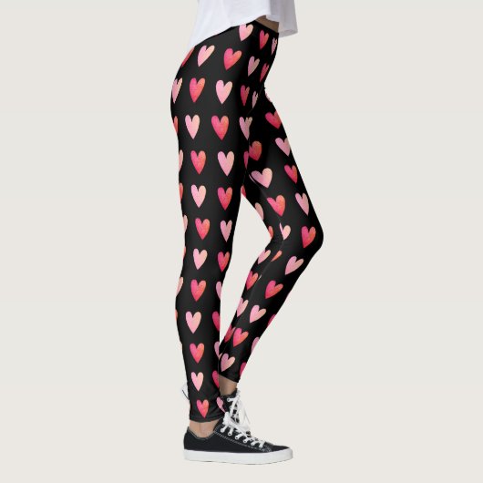 Valentijnsdag Rood Roze Hartpatroon Leggings (Rechts)