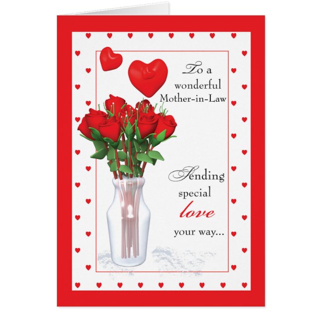 Valentijnsdag Rood rozen Moeder-in-Wet Harten (Voorkant)