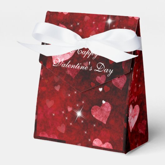Valentijnsdag, Rood Satijn, Harten en Sparkle, Bedankdoosjes (Voorkant Zijde)