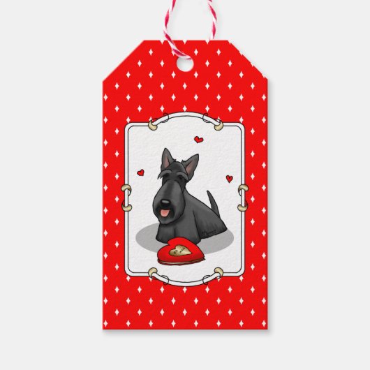 Valentijnsdag (rood) Scottie Dog (zwart) Cadeaulabel (Voorkant)