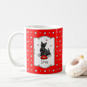 Valentijnsdag (rood) Scottie Dog (zwart) Koffiemok