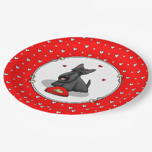 Valentijnsdag (rood) Scottie Dog (zwart) Papieren Bordje