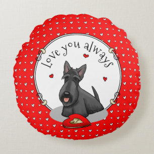 Valentijnsdag (rood) Scottie Dog (zwart) Rond Kussen