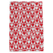 Valentijnsdag Rood Wit Glitter Harten Trendy Medium Cadeauzakje (Achterkant)