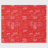 Valentijnsdag Rood Wit Ware Liefde Woord Kunst Cadeaupapier (Vlak)