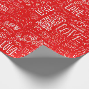 Valentijnsdag Rood Wit Ware Liefde Woord Kunst Cadeaupapier