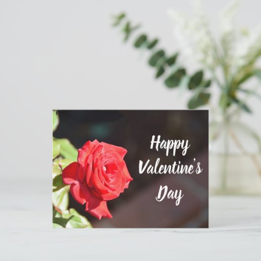 Valentijnsdag roos briefkaart (Staand voorkant)