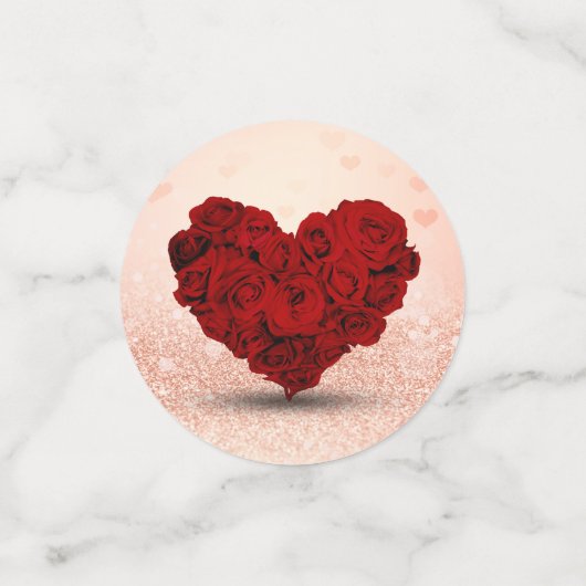 Valentijnsdag Roos Hart Boeket Confetti (Kleine voorkant)