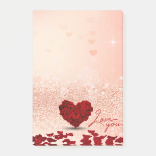 Valentijnsdag Roos Hart Boeket Post-it® notes