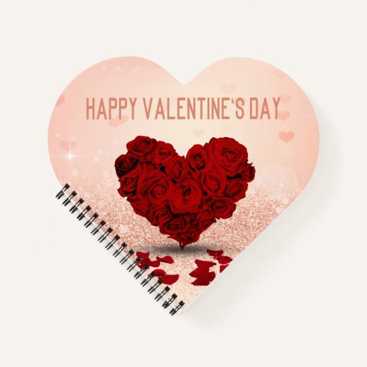 Valentijnsdag Roos Hart Boeket Spiraal Notitieboek (Voorkant)