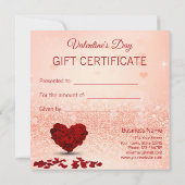 Valentijnsdag Roos Heart Bouquet Gift Certificate (Achterkant)