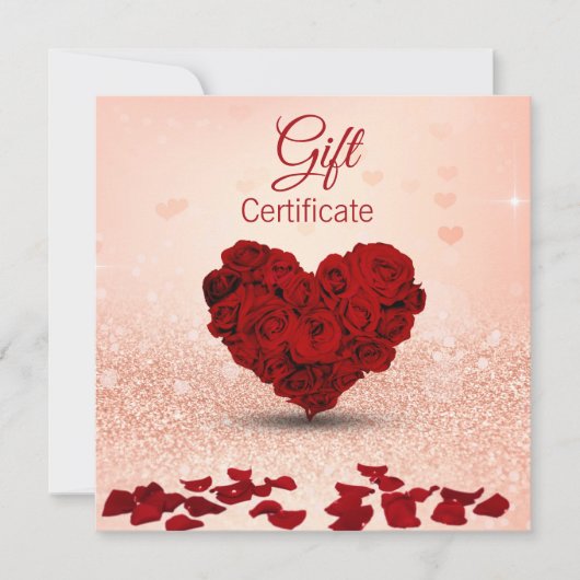 Valentijnsdag Roos Heart Bouquet Gift Certificate (Voorkant)