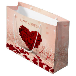 Valentijnsdag Roos Heart Bouquet Large Gift Bag Large Cadeautasje