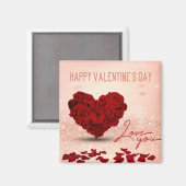 Valentijnsdag Roos Heart Bouquet - Magnet Magneet (Voorkant / Achterkant)