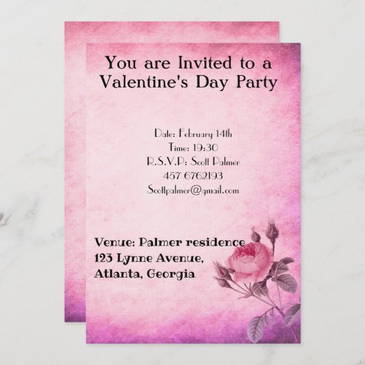 Valentijnsdag Roos Kaart (Voorkant / Achterkant)