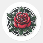 Valentijnsdag roos ronde sticker (Voorkant)
