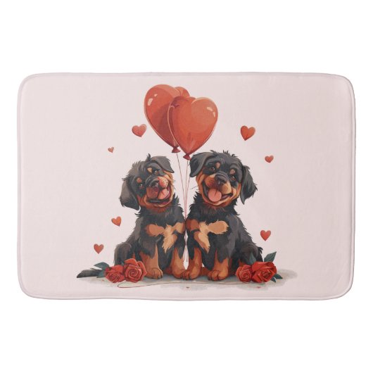 Valentijnsdag Rottweiler Honden Badmat (Voorkant)