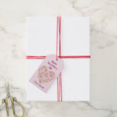 Valentijnsdag Roze Bloemen Hart Custom Cadeaulabel (Met Touw)