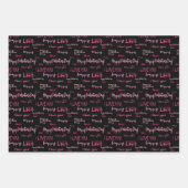 Valentijnsdag Roze en Black Hearts Script love Inpakpapier Vel (Voorkant)