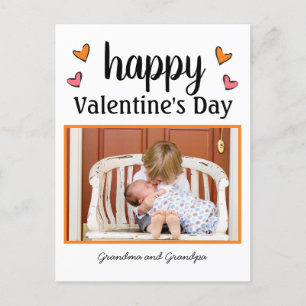 Valentijnsdag Roze en Oranje hart Eén foto Feestdagenkaart