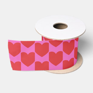 Valentijnsdag Roze en Rode Hart Patroon Lint