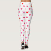 Valentijnsdag Roze en rode harten Leggings (Achterkant)