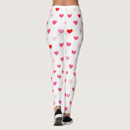 Valentijnsdag Roze en rode harten Leggings (Achterkant)