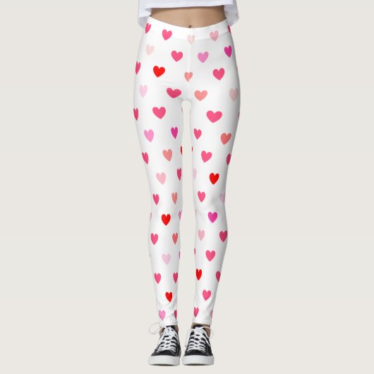 Valentijnsdag Roze en rode harten Leggings (Voorkant)