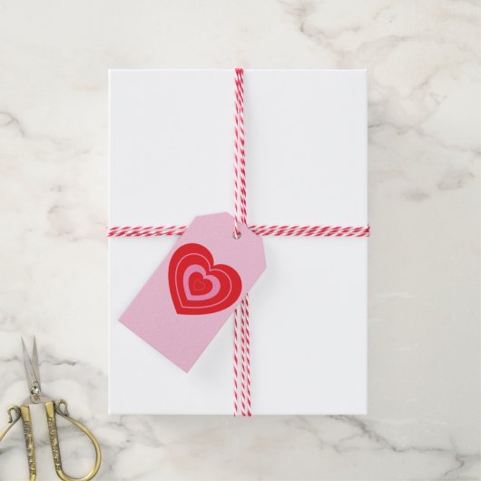 Valentijnsdag Roze en Rode Twee Toned Hart Cadeaulabel (Met Touw)