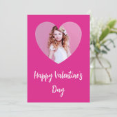 Valentijnsdag roze foto meisje kaart (Staand voorkant)