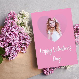 Valentijnsdag roze foto meisje kaart