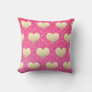 Valentijnsdag Roze Glitter Golden Hearts Patroon Buitenkussen