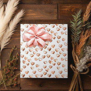 Valentijnsdag Roze Gouden Hartjes Cadeaupapier