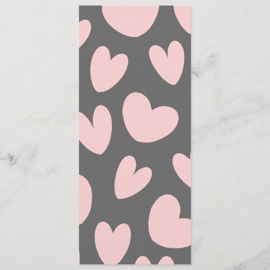 Valentijnsdag Roze Grijs Romantische Harten Menu (Achterkant)