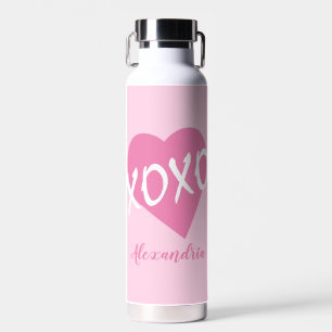 Valentijnsdag roze hart kussen knuffels xoxo roze waterfles