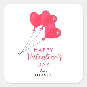Valentijnsdag roze hartballonnen vierkante sticker