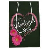 Valentijnsdag Roze hartbloemen Gemiddelde Gift Bag Medium Cadeauzakje (Voorkant)