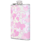 Valentijnsdag roze harten achtergrond heupfles (Links)