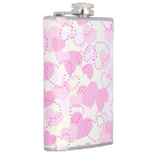 Valentijnsdag roze harten achtergrond heupfles (Rechts)