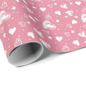 Valentijnsdag Roze Harten Cadeaupapier (Rol Hoek)