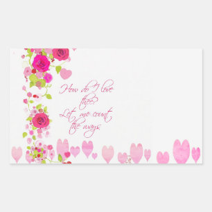 Valentijnsdag Roze Harten Rozen Vintage Sticker