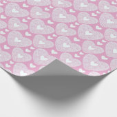Valentijnsdag Roze Kant Hartpatroon Cadeaupapier (Hoek)