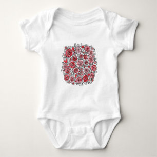 Valentijnsdag Roze Rode Rozen Hartjes Doodles  Romper