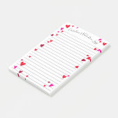 Valentijnsdag roze rood hart gepersonaliseerd post-it® notes (Schuin)